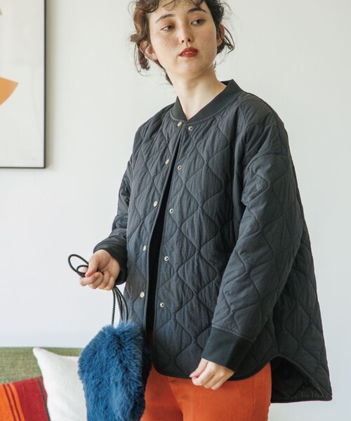 THE SHOP TK （ザ ショップ ティーケー ）の「◆【蓄熱保温/軽い】中綿キルトMA-1/CLUEL 11月号掲載（ブルゾン・レディース・オリーブ/アイボリー/ブラック/ベージュ・13/14/11/12）」の22枚目の写真