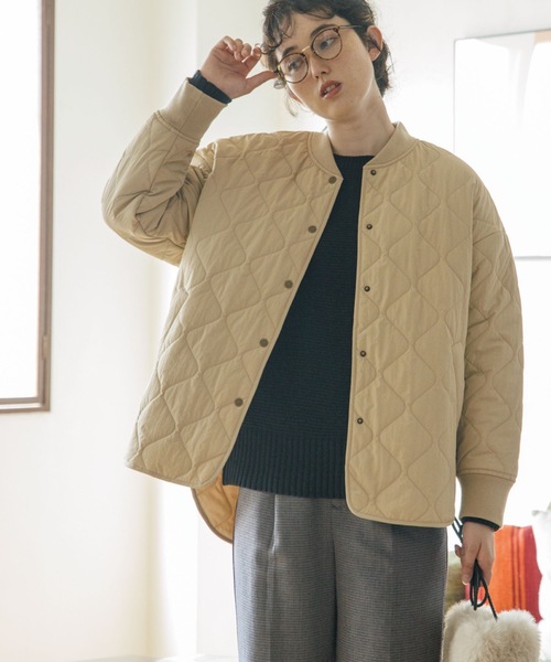 THE SHOP TK （ザ ショップ ティーケー ）の「◆【蓄熱保温/軽い】中綿キルトMA-1/CLUEL 11月号掲載（ブルゾン・レディース・オリーブ/アイボリー/ブラック/ベージュ・13/14/11/12）」の3枚目の写真