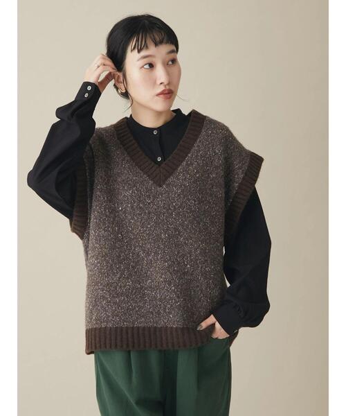 CRAFT STANDARD BOUTIQUE（クラフトスタンダードブティック）の「メランジVネックベスト（ベスト・レディース・ベージュ/ブラウン・FREE）」の19枚目の写真