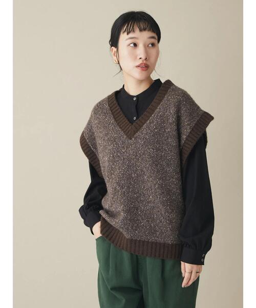 CRAFT STANDARD BOUTIQUE（クラフトスタンダードブティック）の「メランジVネックベスト（ベスト・レディース・ベージュ/ブラウン・FREE）」の20枚目の写真