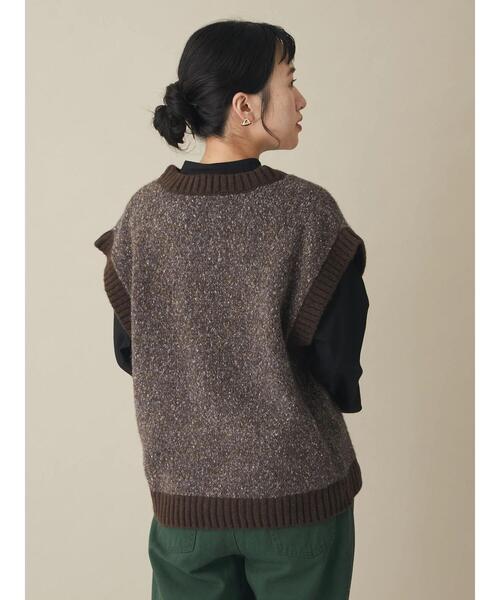 CRAFT STANDARD BOUTIQUE（クラフトスタンダードブティック）の「メランジVネックベスト（ベスト・レディース・ベージュ/ブラウン・FREE）」の21枚目の写真