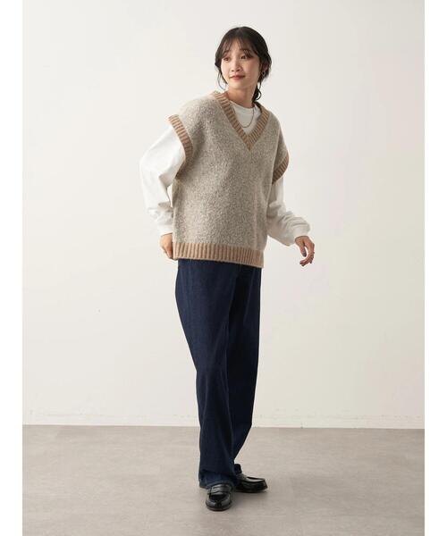CRAFT STANDARD BOUTIQUE（クラフトスタンダードブティック）の「メランジVネックベスト（ベスト・レディース・ベージュ/ブラウン・FREE）」の5枚目の写真