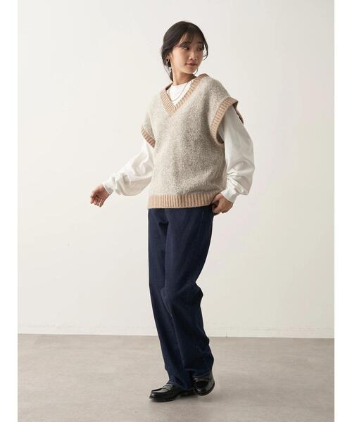 CRAFT STANDARD BOUTIQUE（クラフトスタンダードブティック）の「メランジVネックベスト（ベスト・レディース・ベージュ/ブラウン・FREE）」の6枚目の写真