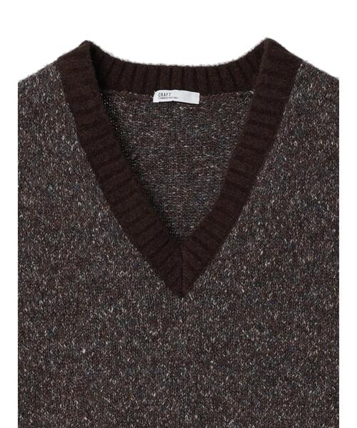 CRAFT STANDARD BOUTIQUE（クラフトスタンダードブティック）の「メランジVネックベスト（ベスト・レディース・ベージュ/ブラウン・FREE）」の9枚目の写真