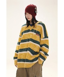 MASONPRINCE（メイソンプリンス）の「ドロップショルダーVネックボーダーニット  MY2049【MASONPRINCE】（ニット/セーター・メンズ）」