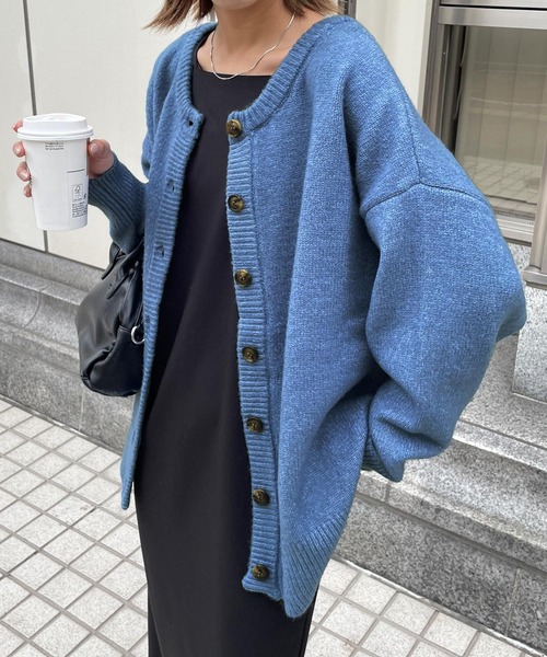 Chillfar（チルファー）の「もっちり2WAYプルオーバー＆カーディガンニット（ニット/セーター・レディース・ベージュ/オレンジ/ブルー/モカ・FREE）」の3枚目の写真