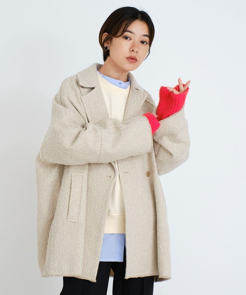 Doux archives（ドゥアルシーヴ）の「ツイードミドルテーラーコート（チェスターコート・レディース・ブラック/ベージュ・FREE）」の22枚目の写真