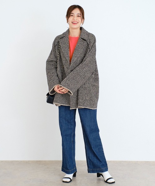 Doux archives（ドゥアルシーヴ）の「ツイードミドルテーラーコート（チェスターコート・レディース・ブラック/ベージュ・FREE）」の9枚目の写真