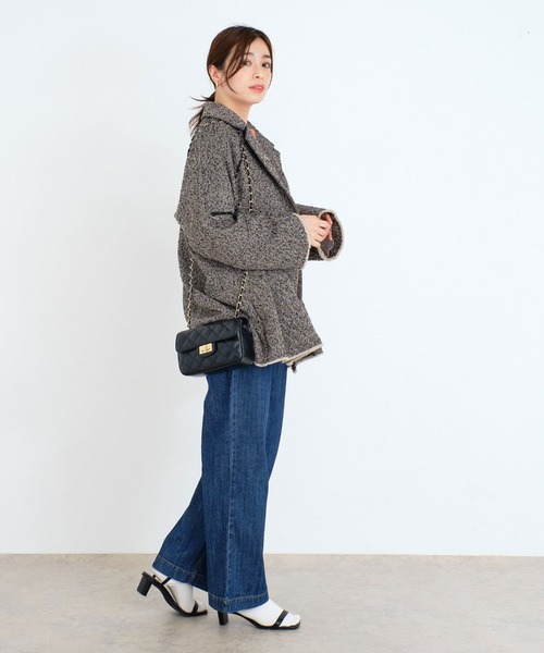 Doux archives（ドゥアルシーヴ）の「ツイードミドルテーラーコート（チェスターコート・レディース・ブラック/ベージュ・FREE）」の11枚目の写真