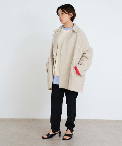 Doux archives（ドゥアルシーヴ）の「ツイードミドルテーラーコート（チェスターコート・レディース・ブラック/ベージュ・FREE）」の13枚目の写真