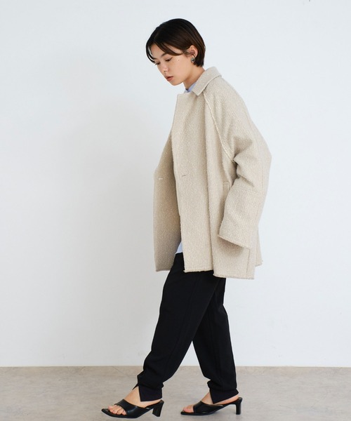 Doux archives（ドゥアルシーヴ）の「ツイードミドルテーラーコート（チェスターコート・レディース・ブラック/ベージュ・FREE）」の15枚目の写真