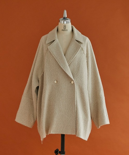 Doux archives（ドゥアルシーヴ）の「ツイードミドルテーラーコート（チェスターコート・レディース・ブラック/ベージュ・FREE）」の17枚目の写真