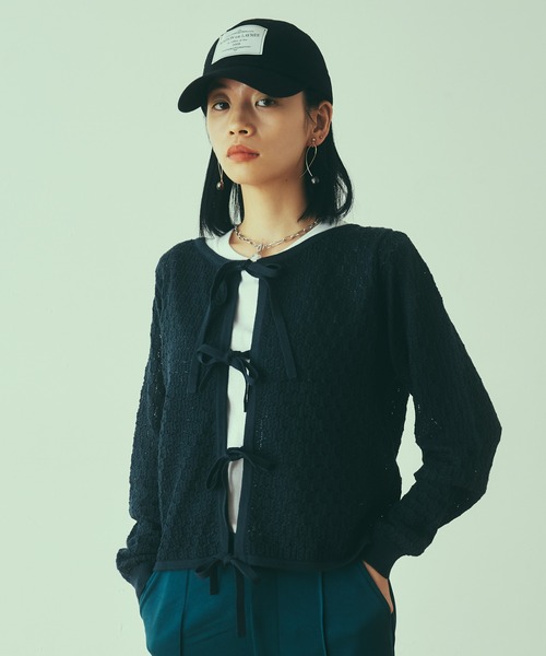LAYMEE(レイミー)の「Lautrec knit / ローレックニット(カーディガン/ボレロ・レディース・モカ/ホワイト/ブラック・FREE)」の3枚目の写真