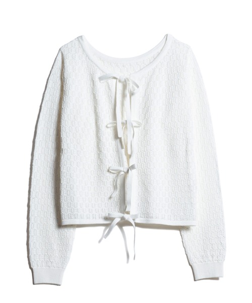 LAYMEE(レイミー)の「Lautrec knit / ローレックニット(カーディガン/ボレロ・レディース・モカ/ホワイト/ブラック・FREE)」の7枚目の写真