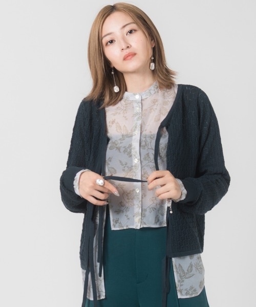 LAYMEE(レイミー)の「Lautrec knit / ローレックニット(カーディガン/ボレロ・レディース・モカ/ホワイト/ブラック・FREE)」の8枚目の写真