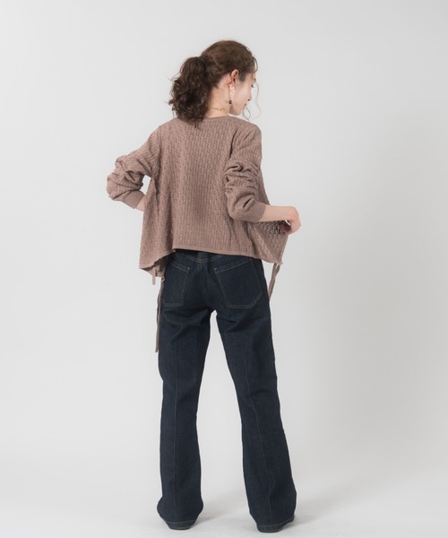 LAYMEE(レイミー)の「Lautrec knit / ローレックニット(カーディガン/ボレロ・レディース・モカ/ホワイト/ブラック・FREE)」の9枚目の写真