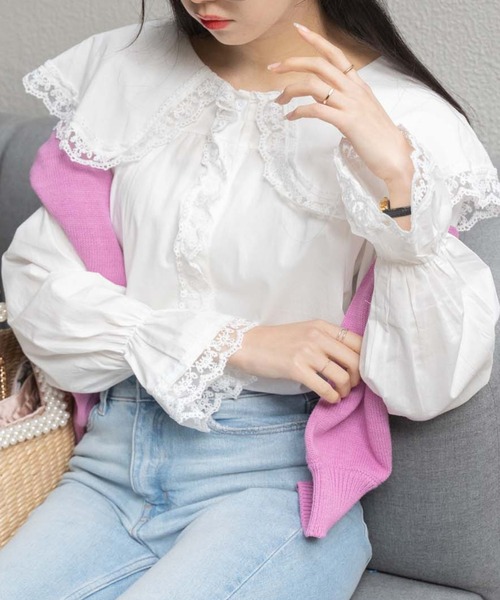 OLUPIC（オルピック）の「OLUPIC/【WEB限定】レースビックカラーブラウス（シャツ/ブラウス・レディース・ホワイト・FREE）」の8枚目の写真