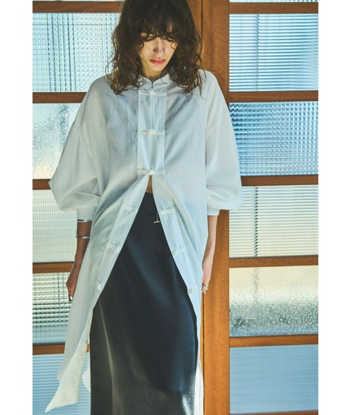 AIC.（エーアイシー）の「2WAYチャイナボタンロングシャツ/ワンピース（シャツワンピース・レディース・オフホワイト・FREE）」の3枚目の写真