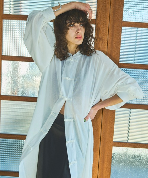 AIC.（エーアイシー）の「2WAYチャイナボタンロングシャツ/ワンピース（シャツワンピース・レディース・オフホワイト・FREE）」の6枚目の写真