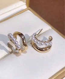 【OKUOKU 0909】ハーフリングパールピアス oku-pierce-675240477640-37 I