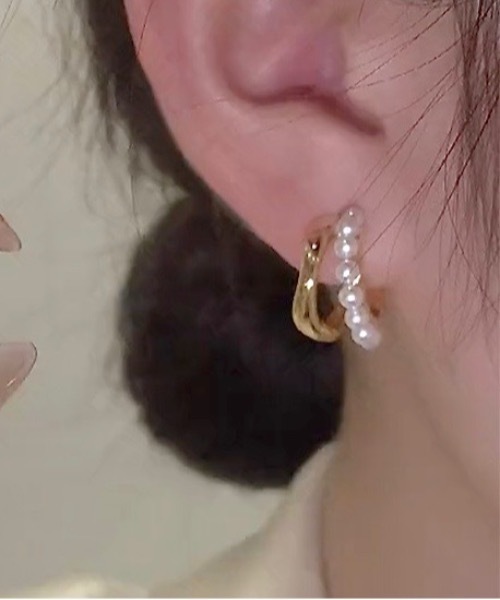 Burner(バーナー)の「【OKUOKU 0909】ハーフリングパールピアス oku-pierce-675240477640-37 I(ピアス(両耳用)・レディース・A・FREE)」の4枚目の写真