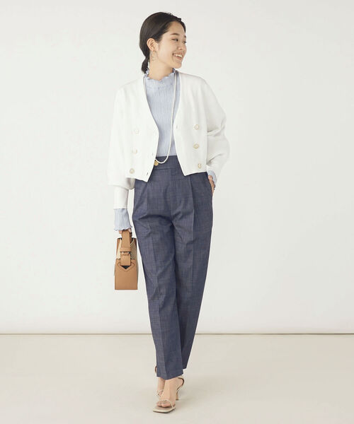 NOLLEY’S（ノーリーズ）の「《手洗い可能》片畦ダブルVネックカーディガン（カーディガン/ボレロ・レディース・ネイビー/オフホワイト/ブルー・38）」の14枚目の写真