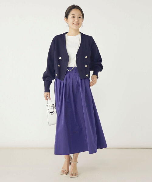 NOLLEY’S（ノーリーズ）の「《手洗い可能》片畦ダブルVネックカーディガン（カーディガン/ボレロ・レディース・ネイビー/オフホワイト/ブルー・38）」の18枚目の写真