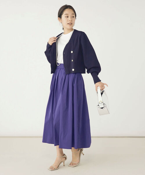 NOLLEY’S（ノーリーズ）の「《手洗い可能》片畦ダブルVネックカーディガン（カーディガン/ボレロ・レディース・ネイビー/オフホワイト/ブルー・38）」の19枚目の写真