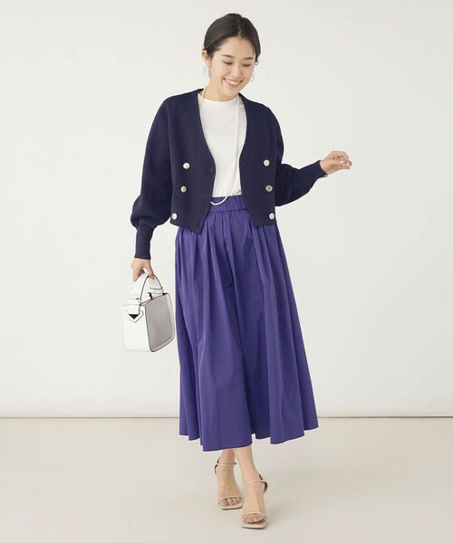 NOLLEY’S（ノーリーズ）の「《手洗い可能》片畦ダブルVネックカーディガン（カーディガン/ボレロ・レディース・ネイビー/オフホワイト/ブルー・38）」の21枚目の写真