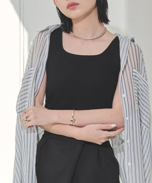 Aunt Marie's(アントマリーズ)の「カップ付きスクエアリブタンク(タンクトップ・レディース・ブラック/ベージュ/グリーン/ホワイト・FREE)」の12枚目の写真