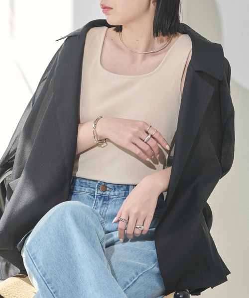 Aunt Marie's(アントマリーズ)の「カップ付きスクエアリブタンク(タンクトップ・レディース・ブラック/ベージュ/グリーン/ホワイト・FREE)」の16枚目の写真