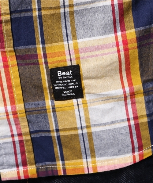 VENCEEXCHANGE（ヴァンスエクスチェンジ）の「バックプリントチェック5分シャツ             （シャツ/ブラウス・メンズ・レッド/クリアイエロー・SMALL/LARGE/MEDIUM）」の11枚目の写真