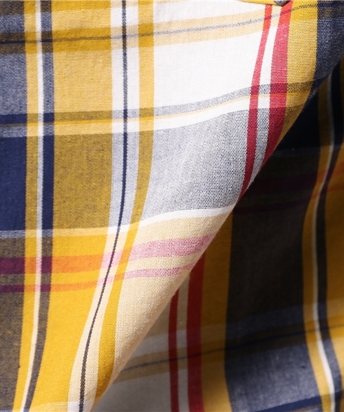 VENCEEXCHANGE（ヴァンスエクスチェンジ）の「バックプリントチェック5分シャツ             （シャツ/ブラウス・メンズ・レッド/クリアイエロー・SMALL/LARGE/MEDIUM）」の14枚目の写真