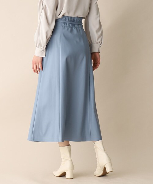 OPAQUE.CLIP（オペークドットクリップ）の「◆フェイクレザーフレアスカート【リボンサッシュ付き】（スカート・レディース・ライトグレー/ライトブルー/ブラック・36/38）」の8枚目の写真