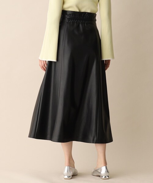 OPAQUE.CLIP（オペークドットクリップ）の「◆フェイクレザーフレアスカート【リボンサッシュ付き】（スカート・レディース・ライトグレー/ライトブルー/ブラック・36/38）」の20枚目の写真