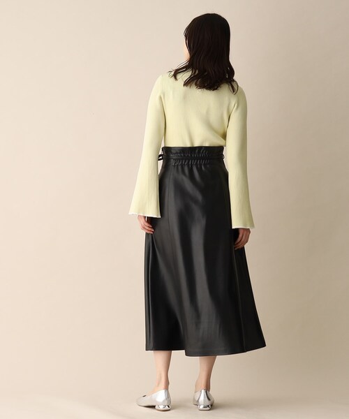 OPAQUE.CLIP（オペークドットクリップ）の「◆フェイクレザーフレアスカート【リボンサッシュ付き】（スカート・レディース・ライトグレー/ライトブルー/ブラック・36/38）」の22枚目の写真