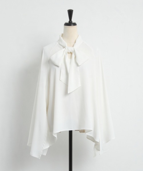 tocco closet（トッコ　クローゼット）の「【ZOZO限定】ボウタイリボンフレアスリットスリーブブラウス（シャツ/ブラウス・レディース・オフホワイト/ライトベージュ/ピンク・M）」の20枚目の写真
