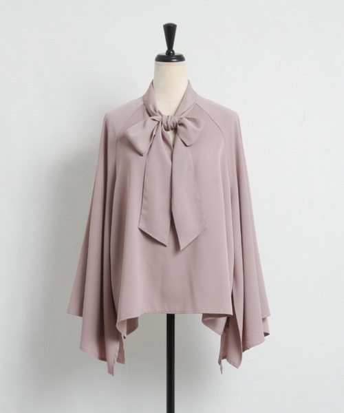 tocco closet（トッコ　クローゼット）の「【ZOZO限定】ボウタイリボンフレアスリットスリーブブラウス（シャツ/ブラウス・レディース・オフホワイト/ライトベージュ/ピンク・M）」の6枚目の写真