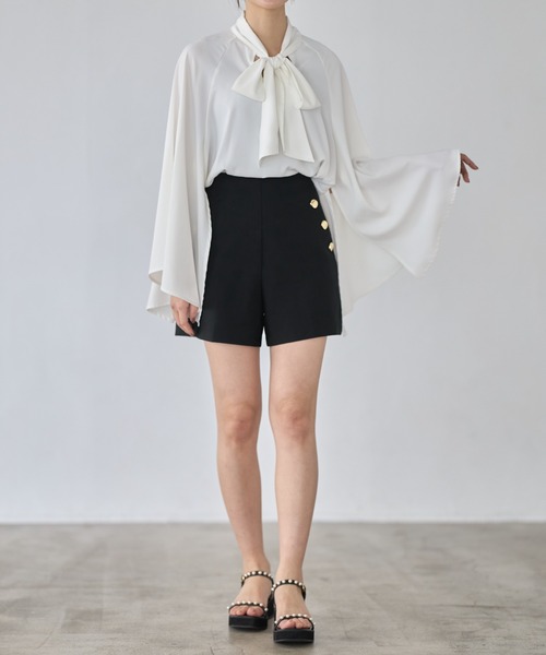 tocco closet（トッコ　クローゼット）の「【ZOZO限定】ボウタイリボンフレアスリットスリーブブラウス（シャツ/ブラウス・レディース・オフホワイト/ライトベージュ/ピンク・M）」の7枚目の写真