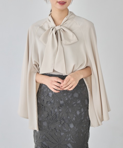 tocco closet（トッコ　クローゼット）の「【ZOZO限定】ボウタイリボンフレアスリットスリーブブラウス（シャツ/ブラウス・レディース・オフホワイト/ライトベージュ/ピンク・M）」の9枚目の写真
