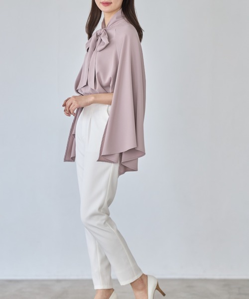 tocco closet（トッコ　クローゼット）の「【ZOZO限定】ボウタイリボンフレアスリットスリーブブラウス（シャツ/ブラウス・レディース・オフホワイト/ライトベージュ/ピンク・M）」の13枚目の写真