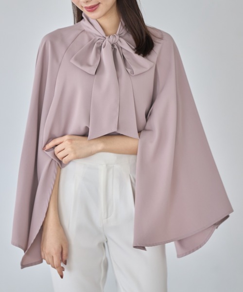 tocco closet（トッコ　クローゼット）の「【ZOZO限定】ボウタイリボンフレアスリットスリーブブラウス（シャツ/ブラウス・レディース・オフホワイト/ライトベージュ/ピンク・M）」の16枚目の写真