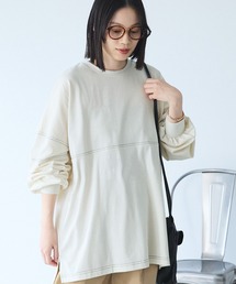 オーバーサイズ配色ステッチフットボールロングTシャツ