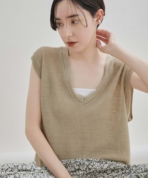 【WEB限定】リネンVネックノースリーブニット/ベスト