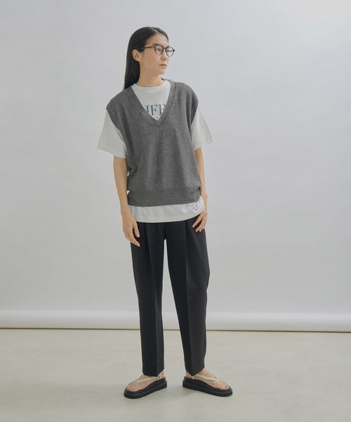 アダムエロペファー素材 ノースリーブベスト クリーム色新品 ADAM ET ROPE'｜フリルベストセットロンT | Rakuten Fashion