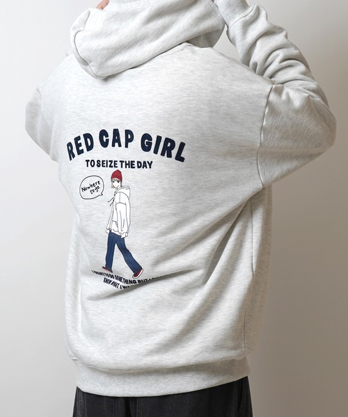 Red Cap Girl(レッドキャプガール)の「【RED CAP GIRL】フロッキー / サークルロゴ刺繍 バックプリント ビッグシルエット フルジップパーカー(パーカー・メンズ・ホワイト/ブルー/杢グレー/ブラック/グレー系その他/グレー系/ブルー系その他・M/L)」の4枚目の写真
