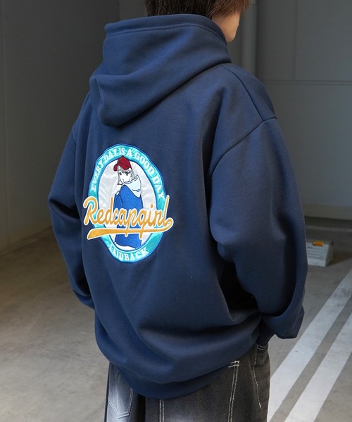 Red Cap Girl(レッドキャプガール)の「【RED CAP GIRL】フロッキー / サークルロゴ刺繍 バックプリント ビッグシルエット フルジップパーカー(パーカー・メンズ・ホワイト/ブルー/杢グレー/ブラック/グレー系その他/グレー系/ブルー系その他・M/L)」の7枚目の写真