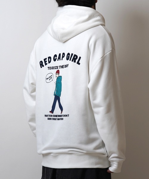 Red Cap Girl(レッドキャプガール)の「【RED CAP GIRL】フロッキー / サークルロゴ刺繍 バックプリント ビッグシルエット フルジップパーカー(パーカー・メンズ・ホワイト/ブルー/杢グレー/ブラック/グレー系その他/グレー系/ブルー系その他・M/L)」の2枚目の写真