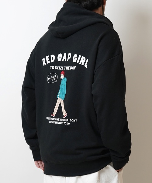 Red Cap Girl(レッドキャプガール)の「【RED CAP GIRL】フロッキー / サークルロゴ刺繍 バックプリント ビッグシルエット フルジップパーカー(パーカー・メンズ・ホワイト/ブルー/杢グレー/ブラック/グレー系その他/グレー系/ブルー系その他・M/L)」の3枚目の写真