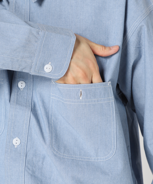 JOURNAL STANDARD relume（ジャーナルスタンダード　レリューム）の「【HOUSE HOLD / ハウスホールド】シャンブレーシャツ（シャツ/ブラウス・メンズ・ネイビー/ホワイト/ライトブルー/グリーン・2/3/4）」の6枚目の写真